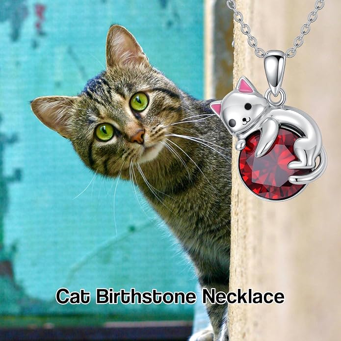 PELOVNY Teddy Bear Necklace for Women 925 Sterling Silver Bear/Highland Cow/Fox/Cat/Axolotl Birthstone Necklace Christmas Birthday Jewelry Gifts for Mom Daughter Wife Sister
