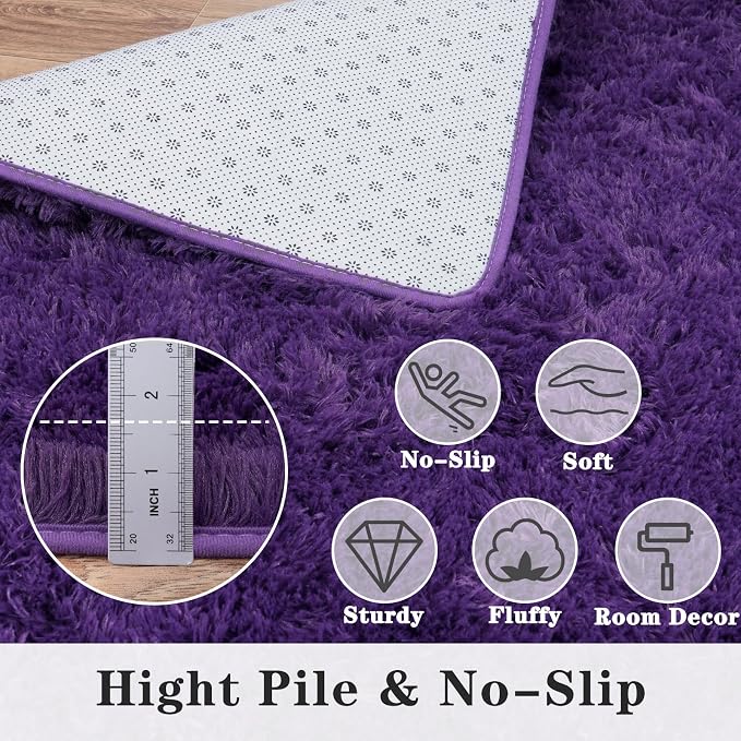 Dssimo 10x14 Area Rugs for Living Room Fluffy Large Purple Rugs | Soft Fluffy Shag Indoor Floor Carpet for Kids,Girls Boys and Teens Decorations Aesthetic for Dorm Nursery Classroom