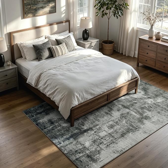Washable Rugs 5x7 Area Rugs for Living Room,Bedroom,Dining Room,Nursery | No Creases,Stain Resistant,Non Slip Modern Abstract Soft Low Pile Carpet for Hardwood,High-Traffic Area,Kids & Pet Friendly