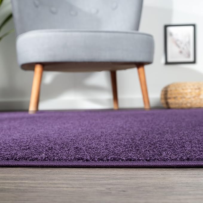 JONATHAN Y Haze Solid Low-Pile Purple Runner Rug 2x10, Coastal,Bohemian,Minimalist,Classic, Easy-Cleaning for Living Room,Bedroom,Kitchen,Pet Friendly,Non-Shedding (SEU100N-210)