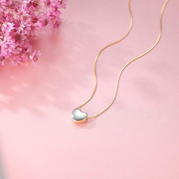 SLUYNZ Genuine 925 Sterling Silver Tiny Love Heart Pendant Necklace for Women Simple Sweet Heart Choker Necklace