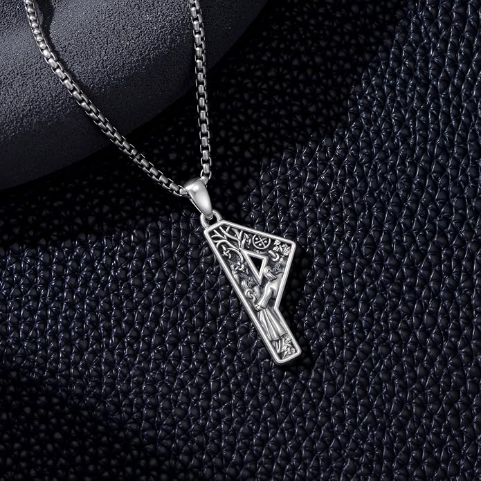 Viking Necklace 925 Sterling Silver Viking Rune Letter Pendant Norse Jewelry Gifts for Men Father