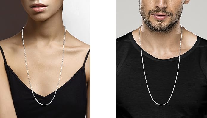 Miabella Italian Solid 925 Sterling Silver 2mm Franco Square Box Link Chain Necklace for Men Women Made in Italy