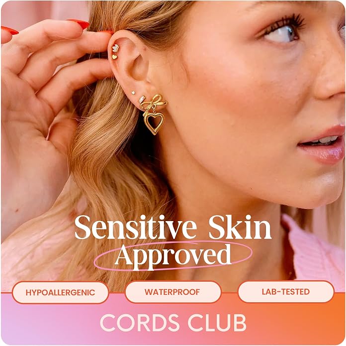 Cords Club Crystal Ear Climber Flat Back Stud – ASTM-F136 Implant Grade Titanium - Push Pin Design for Sensitive Ears (Single Earring)