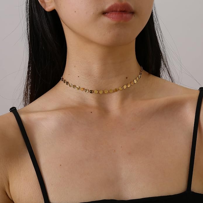 Gold Chain Necklace for Women Dainty Simple Satellite Beaded Twisted Chain Choker Necklace Everyday Jewelry Christmas Gifts