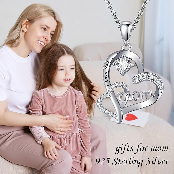 Mother Necklaces Sterling Silver Mom/Mommy of an Angel/Mom Thor Hammer/Heart Footprint Pendant Birthday Mothers Day Jewelry for Women