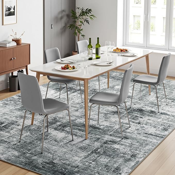 Lofus 8x10 Area Rug for Living Room, Grey Abstract Large Rugs with Non-Slip Backing, Neutral Modern Washable Carpet for Bedroom Dining Room Home Office Nursery Indoor