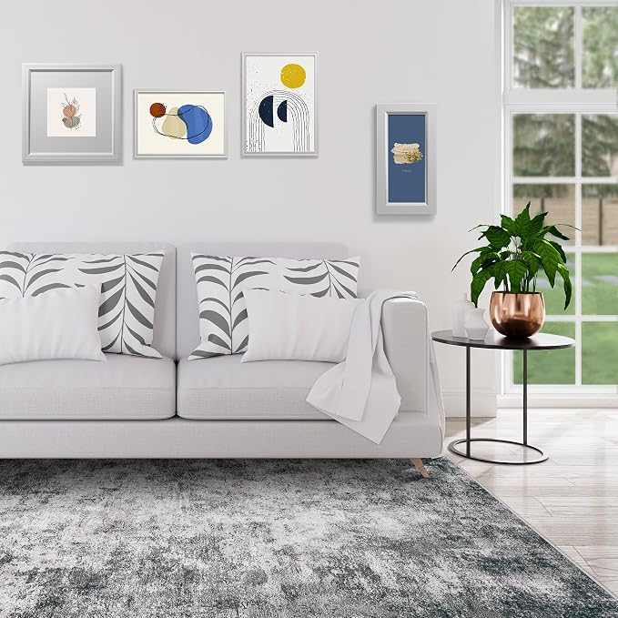 6x9 Area Rugs for Living Room Rug Washable: Modern Rug for Dining Room Bedroom Carpet Non Slip Low Pile 6 by 9 Indoor Abstract Nursery Home Office Black