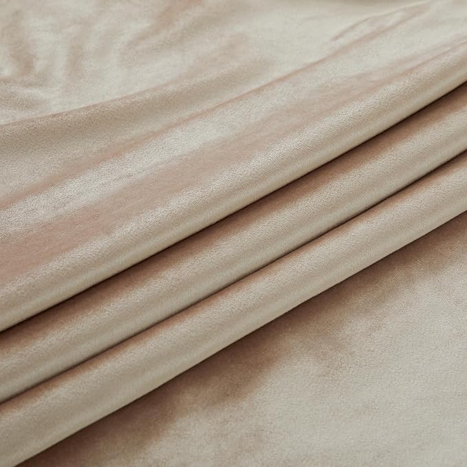 PRIMROSE Champagne Velvet Curtains 63 inch Long for Living Room,Set of 2 Panels Blackout Rod Pocket Back Tab Window Treatment Room Darkening Heavy Decorative Curtains Drapes for Bedroom