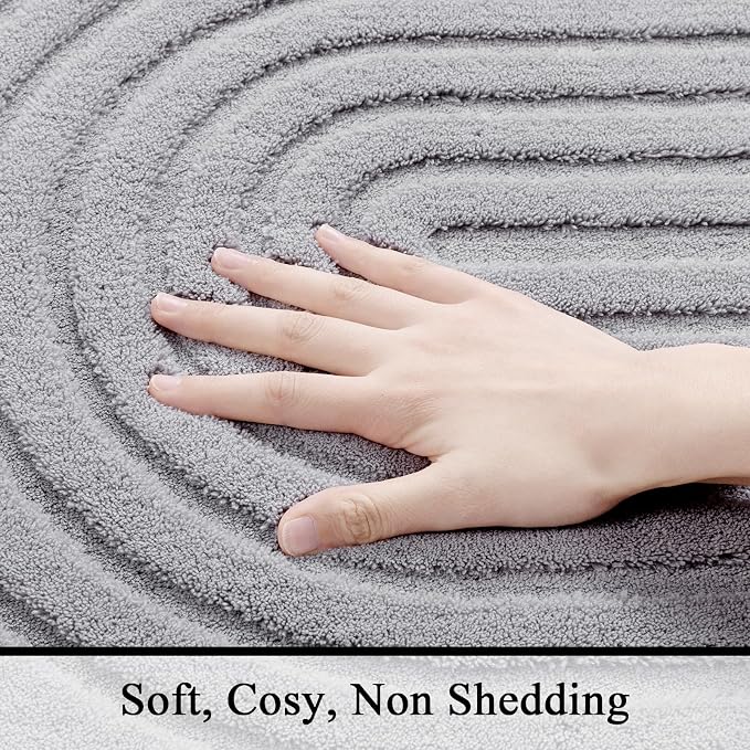 SHACOS Soft Cozy Fluffy Arch Pattern High Low Pile Area Rugs 6'x9' Large Non Slip Washable Modern Geometric Rug Scandinavian Minimalist Carpet for Living Room Bedroom Dining Room, Light Grey