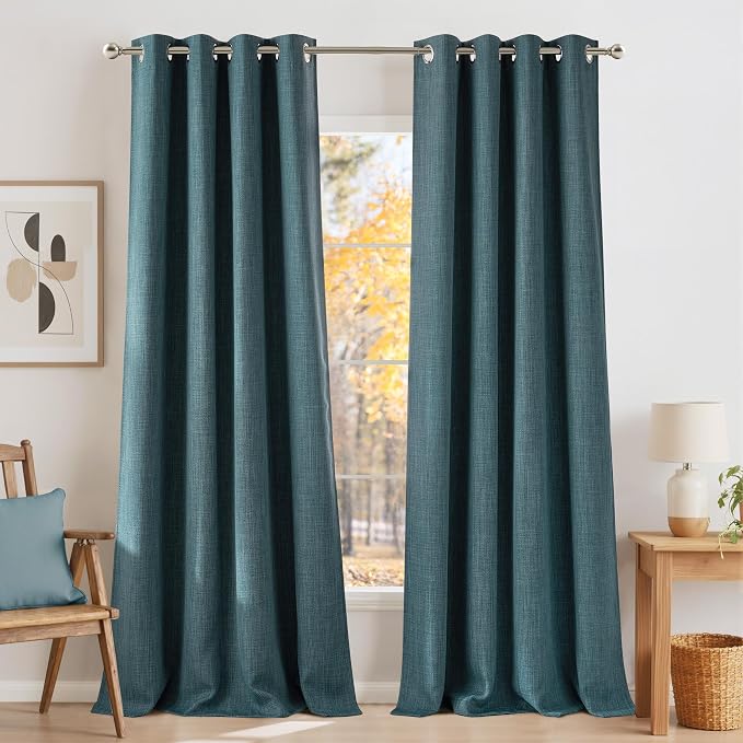 NICETOWN Greyish Blue Room Darkening Curtains 84 inches Long for Living Room - Privacy Panels for Bedroom, Modern Farmhouse Style Home Decor Grommet Top, 2 Panels, W42 by L84
