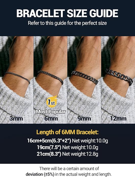 PROSTEEL Stainless Steel Bracelets for Men Women, Gold/Silver/Black, Cuban Link Bracelet Adjustable, Jewelry with Gift Box