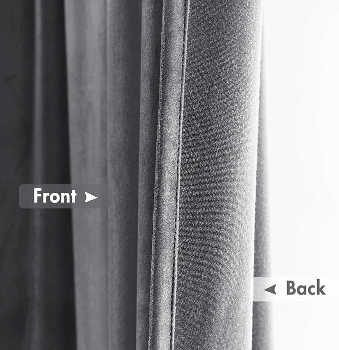 MIULEE Grey Blackout Velvet Curtains Drapes 72 Inch Long 52"x72" Bedroom | Luxurious Bedroom Living Room Decor, Room Darkening, Thermal Insulated, Rod Pocket Design, Super Soft Fabric