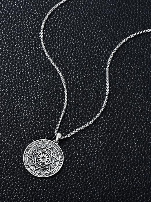 Viking Necklace for Men 925 Sterling Silver Viking Wolf/Thors Hammer/Vegvisir/Tree of Life/Compass Pendant Norse Necklace Amulet Talisman Christmas Gifts for Him Her