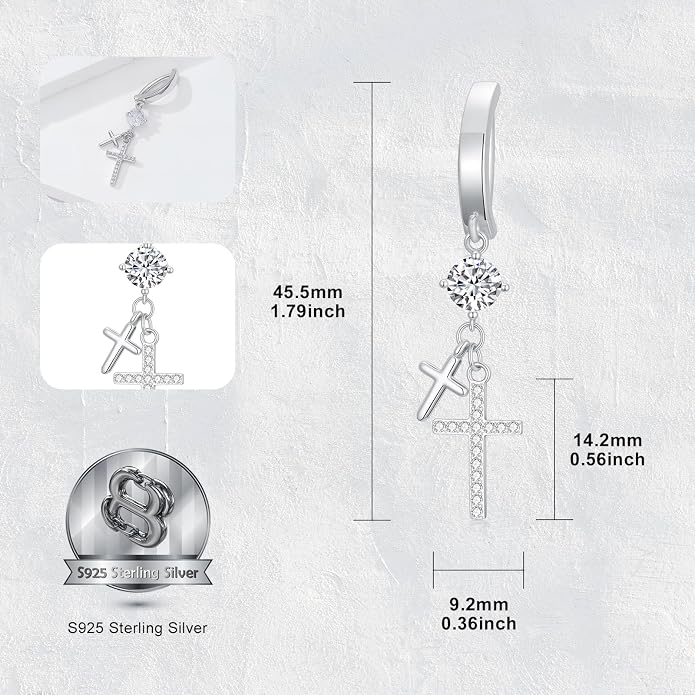 Butterfly Cross Shark Belly Button Ring 925 Sterling Silver Clicker Belly Rings Dangle Navel Ring Hypoallergenic Navel Piercing Belly Piercing Jewelry Gifts for Women
