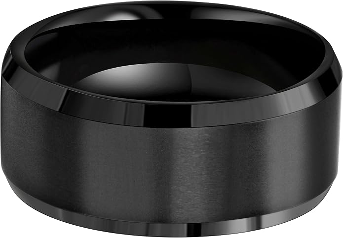 6mm 8mm 10mm Black Tungsten Wedding Band Ring Men Women Matte Finish Beveled Edges Comfort Fit Size 5 To 17