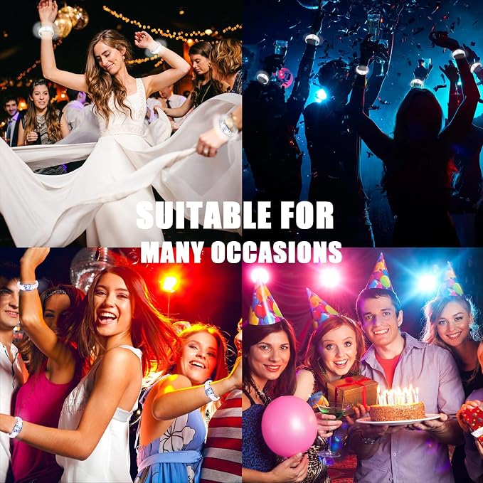 24 Pcs LED Glow Bracelets Sound Activated Bracelet Glow Bracelets with Flashing LED Strobe for Wedding,Carnival,Concerts , Night Events, Rave, Game Prizes, Birthday Party Favor (white)