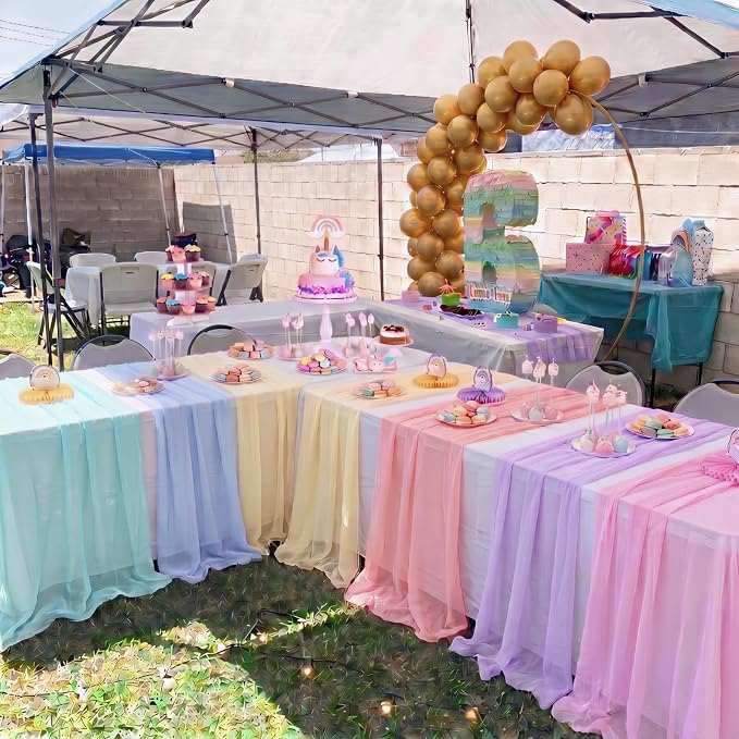 6 Panels,Pastel Rainbow Backdrop Curtains Sheer Curtain Panel,Bright Color | 59x86 Inch, Colorful Curtains Drapes for Kid, Unicorn Baby Shower, Birthday Party, Window Classroom Decoration, Photography