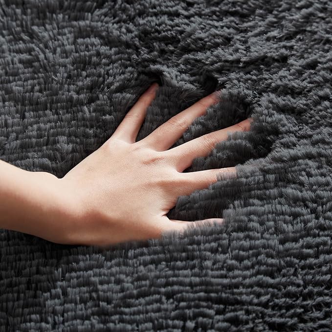 Floralux Area Rugs for Living Room, Dark Grey, 4x6 Rug for Bedroom, Fluffy Shag Shaggy Soft Carpet, Non-Slip Indoor Floor Carpets for Nursery, Kids Baby Boys Teen Dorm Home Decor Aesthetic