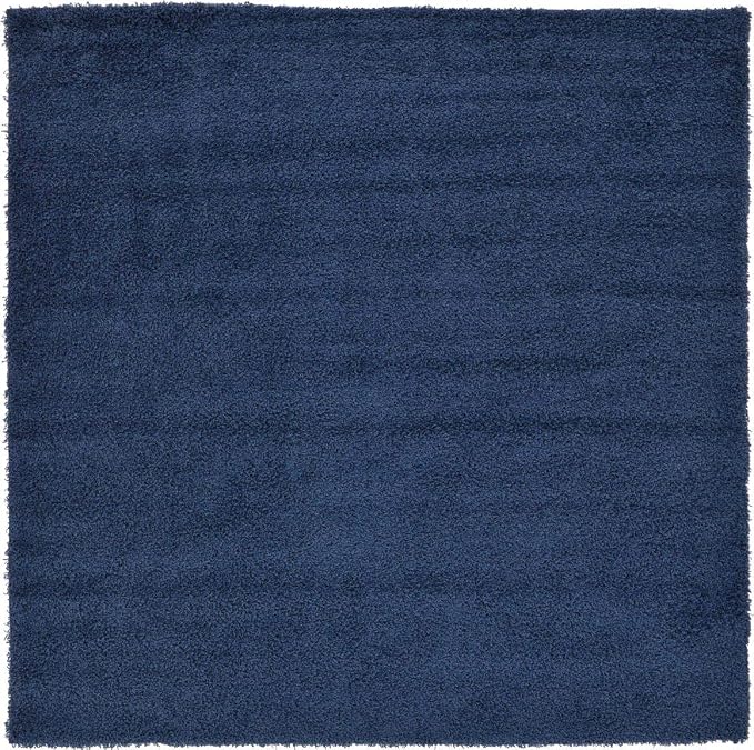 Unique Loom Solid Shag Collection Area Rug (8' 2" Square, Sapphire Blue/ Navy Blue)