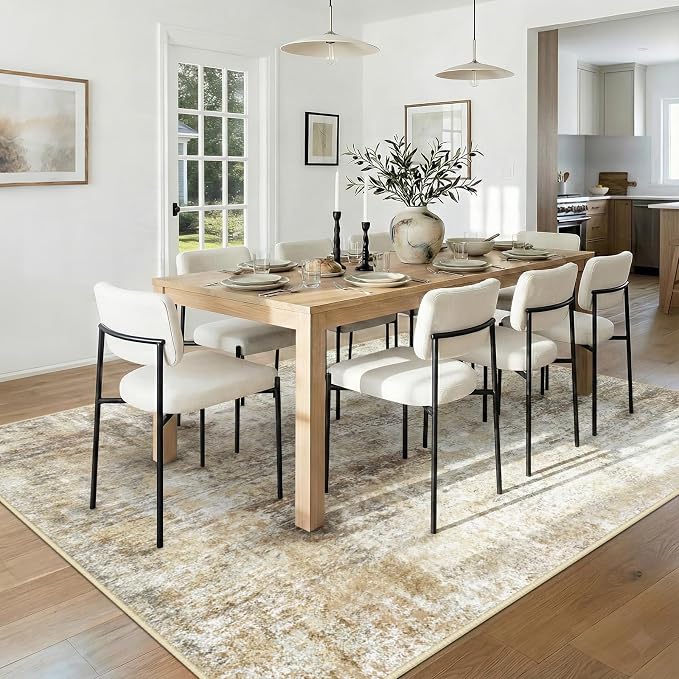 RELEANY Washable Area Rugs 5'x8' Non-Slip Modern Abstract Soft for Living Room Entryway Bedroom Kitchen, Print Pattern, Neutral Brown Gray