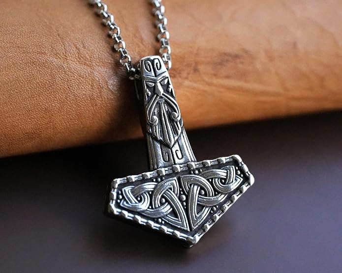 Baldur Jewelry - Thors Hammer Necklace Pendant Mjölnir - Viking Norse Thor Hammer Pendant Viking Jewelry - Thor Necklace - Thor Gifts for Men - Viking Necklace for Men