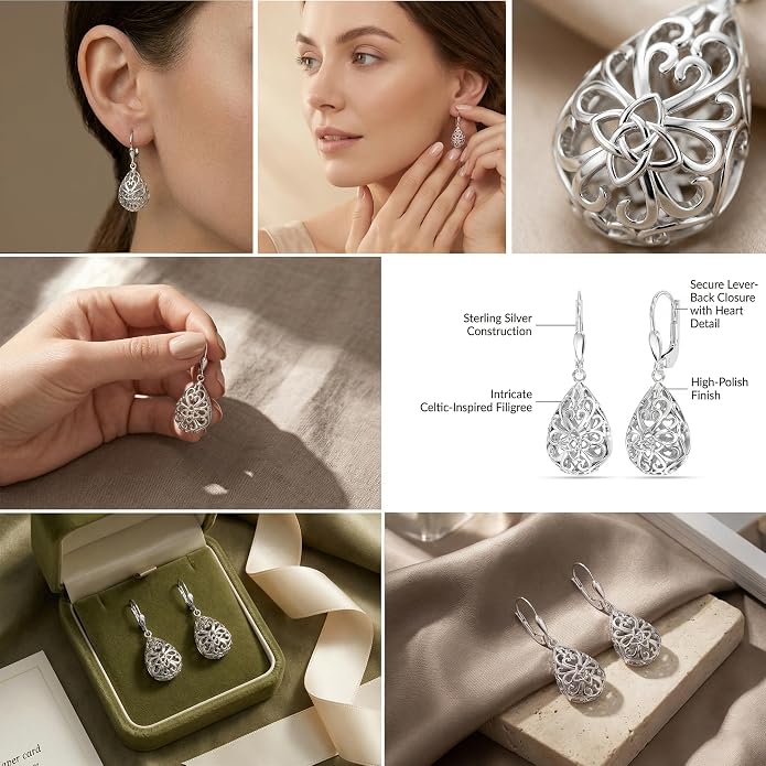 LeCalla Women's Drop & Dangle Earrings | 925 Sterling Silver Leverback Earrings | Lightweight Teardrop Lever Back Drop Dangle Earring for Women