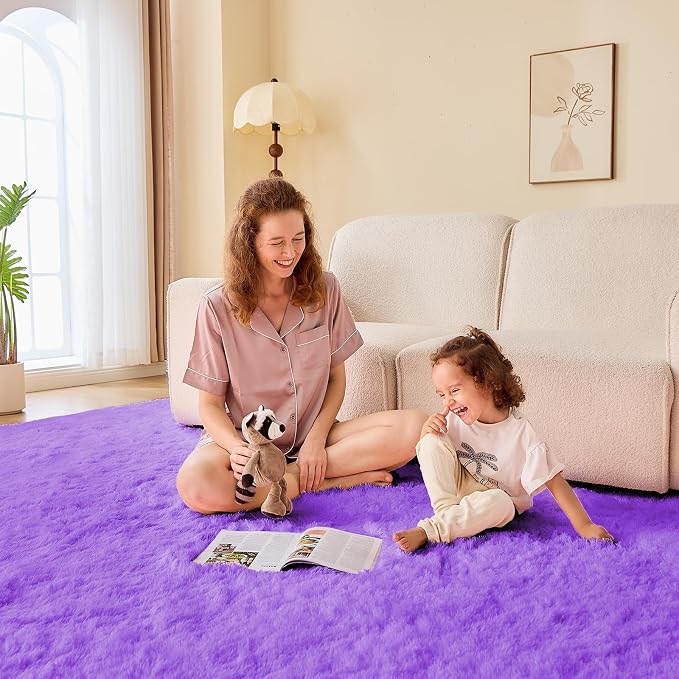 OPPODREAM 9x12 Light Purple Rugs for Bedroom, Ultra-Soft Fluffy Area Rugs for Living Room, 9 x 12 Shag Carpet for Nursery, Kids, Girl, Boy, Baby, Plush, Fuzzy, Shaggy, Cute Home Decor