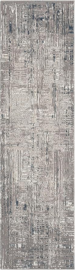 Amy Modern Abstract Runner Rug for Kitchen, 2x7 Contemporary Textured Geometric Blue Runner, High-Low Pile Stain Resistant Carpet for Bedroom, Hallway or Entryway (2' x 7', Blue)