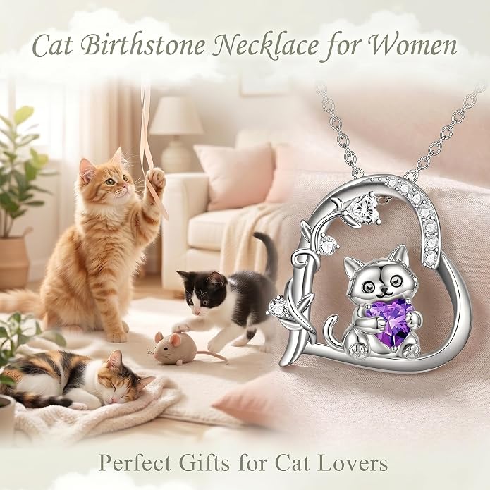 PELOVNY Teddy Bear Necklace for Women 925 Sterling Silver Bear/Highland Cow/Fox/Cat/Axolotl Birthstone Necklace Christmas Birthday Jewelry Gifts for Mom Daughter Wife Sister