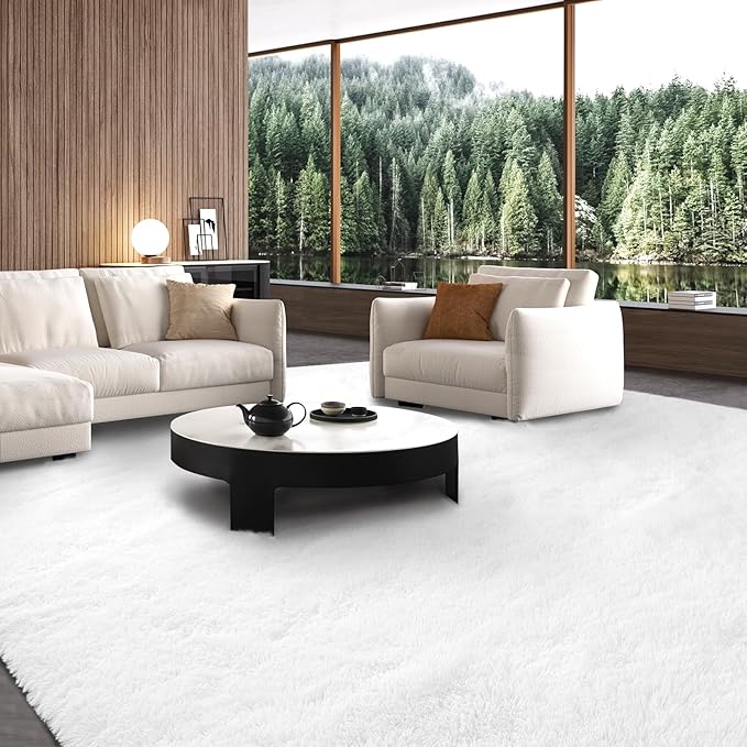 White 10x12 Area Rug Living Room - Large Soft Fluffy Non-Slip Carpet | Cloud-Soft Comfort: Microfiber Memory Foam Layers Cradle Every Step - Cozy Warmth Your Whole Family Will Sink Into Daily