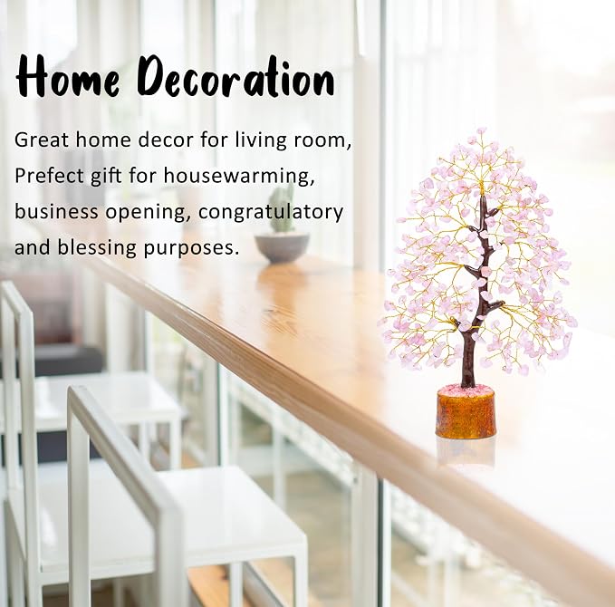 Crocon® Rose Quartz Crystals Tree, Birthday Gifts for Women & Men, Pink Home Decor for Shelf, Healing Crystals Spiritual Gift, House Warming Gift New Home, Birthday Gifts - Mom, Sister & Wife