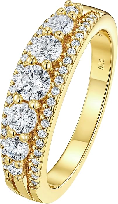 Newshe Jewellery Moissanite Wedding Bands for Women Eternity Ring 925 Sterling Silver Engagement Anniversary Stacking Size