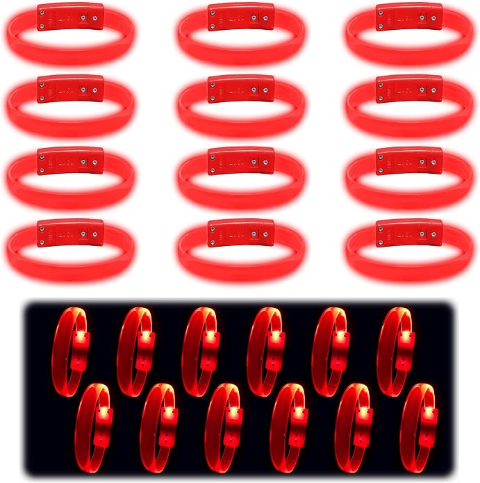 12 Magic Band Pack | Glow in The Dark | Flashing Light up for Concerts | Running Lights for Runners | Glow in The Dark Bracelets | Led Bracelet