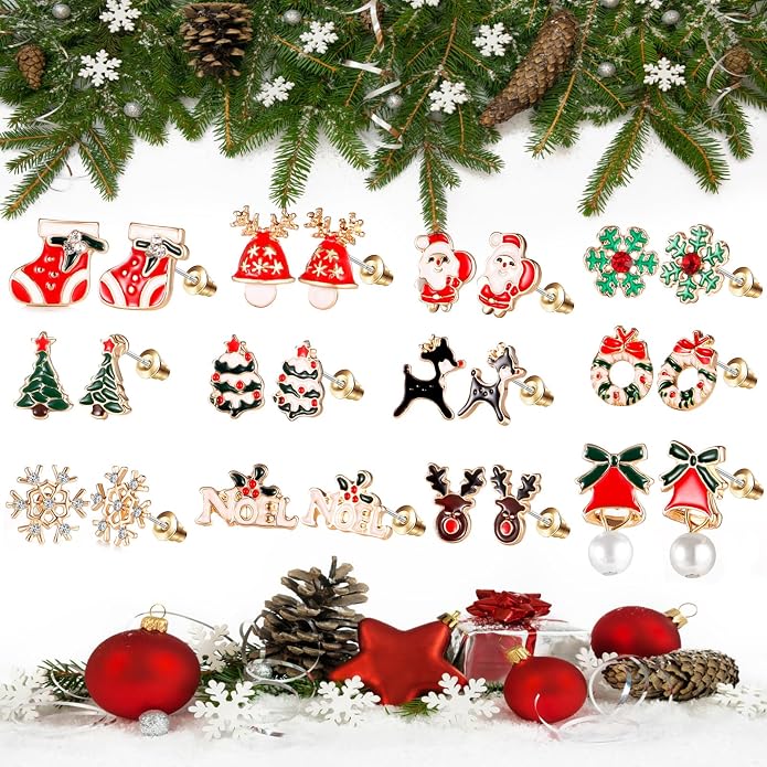 33 Pairs Stainless Steel Cartoon Earrings for Girls - Hypoallergenic Colorful Stud Earing Set, Mix & Match Cute Earring for Teens, Kids, Doll Dressup Accessories