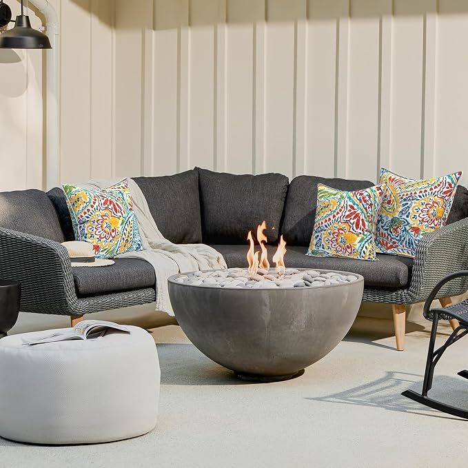 LVTXIII Outdoor/Indoor Throw Pillows, Decorative Patio Accent Pillows, Fluffy Water Repellent Garden Cushions for Home Patio Coach Sofa Use, 18×18 Inch, Pack of 2, Paisley Multi