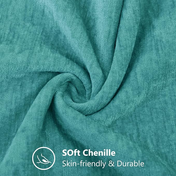 decorUhome Soft Chenille Turquoise Throw Pillow Covers 22X22 Set of 2 | Decorative Fall Couch Pillow Covers Solid Dyed Accent Modern Euro Sham Farmhouse Neutral Square Pillow Cases for Sofa
