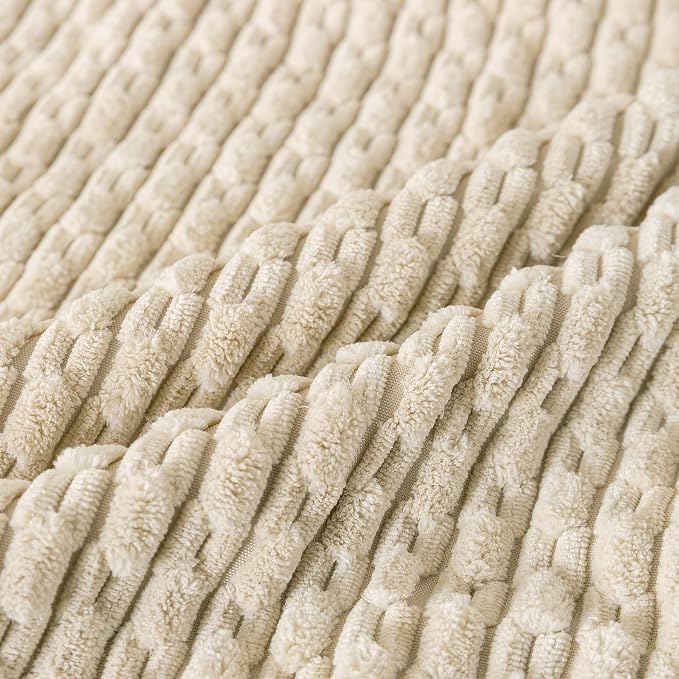 Set of 4 Beige Decorative Throw Pillow Covers 24x24 Inch Corduroy Pillow Covers for Bed Couch Sofa Living Room Soft Square Cushion Cases