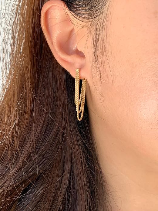 Tassel Earrings for Women Gold Plated Silver Chain Earrings Dainty Minimalist Dangle Drop Studs