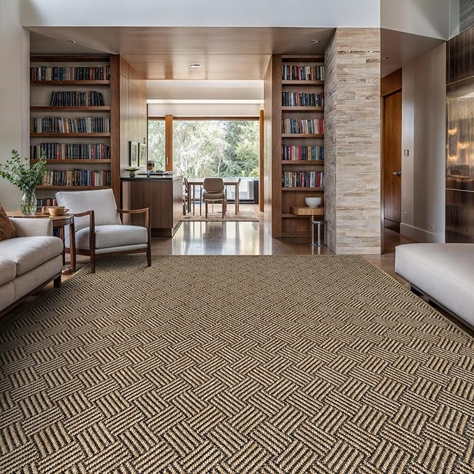 Luul Home Easy Jute Rugs 10x14 Herringbone Natural Color Living Room Indoor Outdoor Area Rug for Patio and Kitchen Rug High Traffic Washable Easy to Clean Solid Boho Woven Design Carpet (10 x 14)