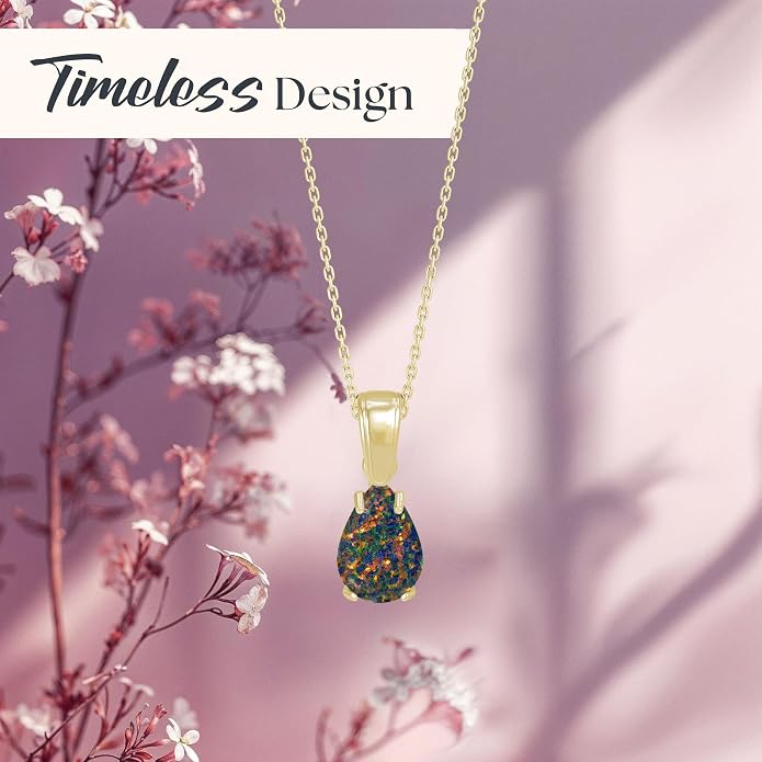 14K Gold Plated Gemstone Teardrop Necklace for Women – Dainty Birthstone Jewelry – Elegant Everyday Gold Necklace – Gift for Her