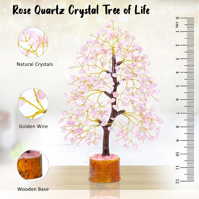 Crocon® Rose Quartz Crystals Tree, Birthday Gifts for Women & Men, Pink Home Decor for Shelf, Healing Crystals Spiritual Gift, House Warming Gift New Home, Birthday Gifts - Mom, Sister & Wife