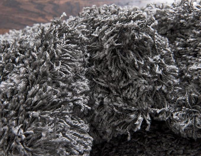 Unique Loom Solid Shag Collection Area Rug (7' 1" Round, Graphite Gray)