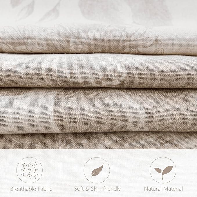 Foindtower Set of 2 Linen Floral Vintage Throw Pillow Covers Neutral Accent Decorative Cushion Covers Farmhouse Boho Home Decor for Sofa Chair Couch Bedroom Living Room,20×20 Inch,Tan Beige
