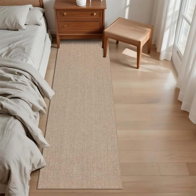 Non-Slip Jute Rug for Entryway: 2x6 Outdoor Mat - Swirl Curved Pattern | Safe Walking for Family All Day and Help with Cutting Slip Falls by 70%