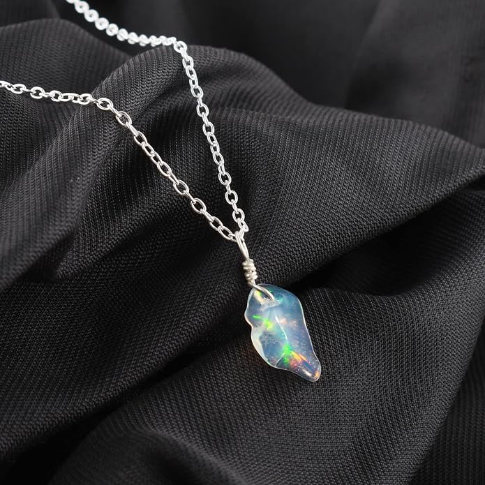 Natural Gemstone Pendant Necklace for Women Handmade Birthstone Healing Crystal Jewelry Chain 20" Stone Birthday Christmas Wedding Gifts for Her