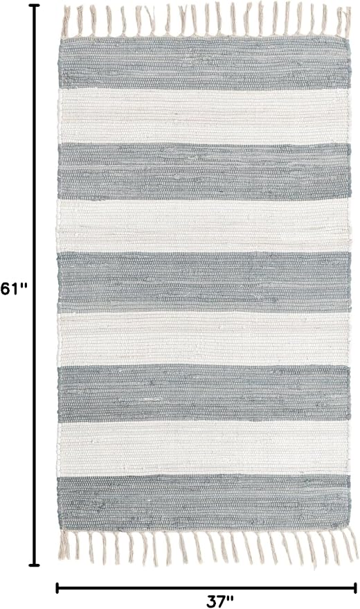 Unique Loom Chindi Rag Collection Area Rug - Striped (3' 1" x 5' 1" Rectangle, Gray/ Ivory)