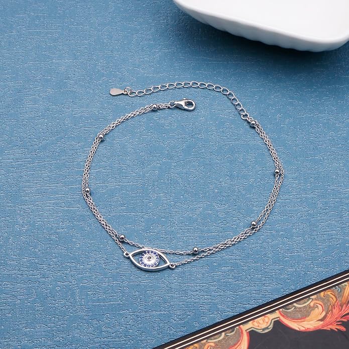 Alphm Anklet for Women S925 Sterling Silver Adjustable Plus Foot Plus Ankle Bracelet Jewelry