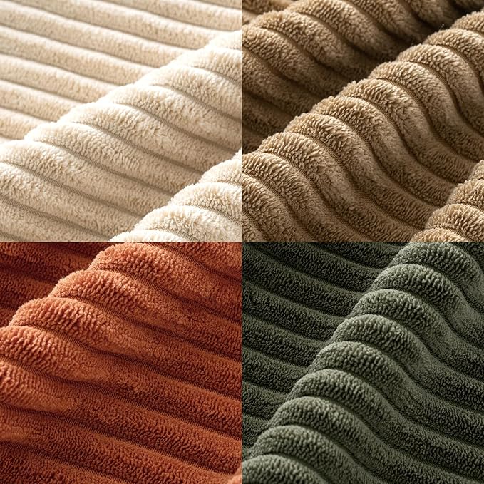 MIULEE Boho Farmhouse Throw Pillow Covers 20x20 Inch Set of 4 Western Modern Decorative Cushion Covers Soft Corduroy Fall Home Decor for Couch Bed Sofa Living Room Rust-Olive Green Gradient Series