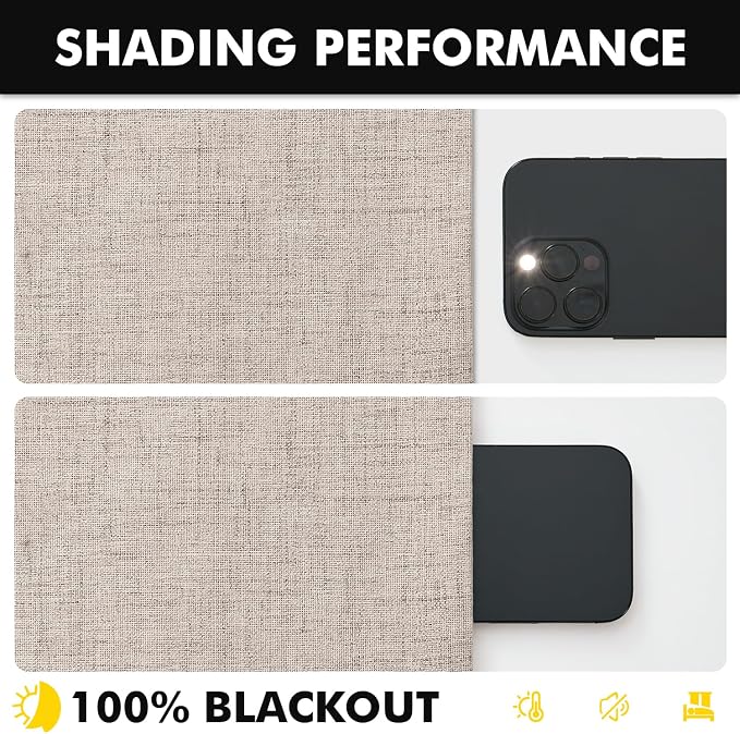 MIULEE 100% Blackout Linen Curtains for Bedroom 42 x 84 Inch Khaki 2 Panels | Thermal Insulated, Room Darkening Drapes for Living Room, Back Tab Rod Pocket Pinch Pleated, Solid Luxury Decor